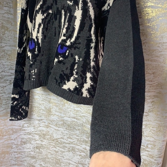 Retrod Grey With Tiger Print Logo Long Sleeve Knitted Sweater Size M - Picture 6 of 13